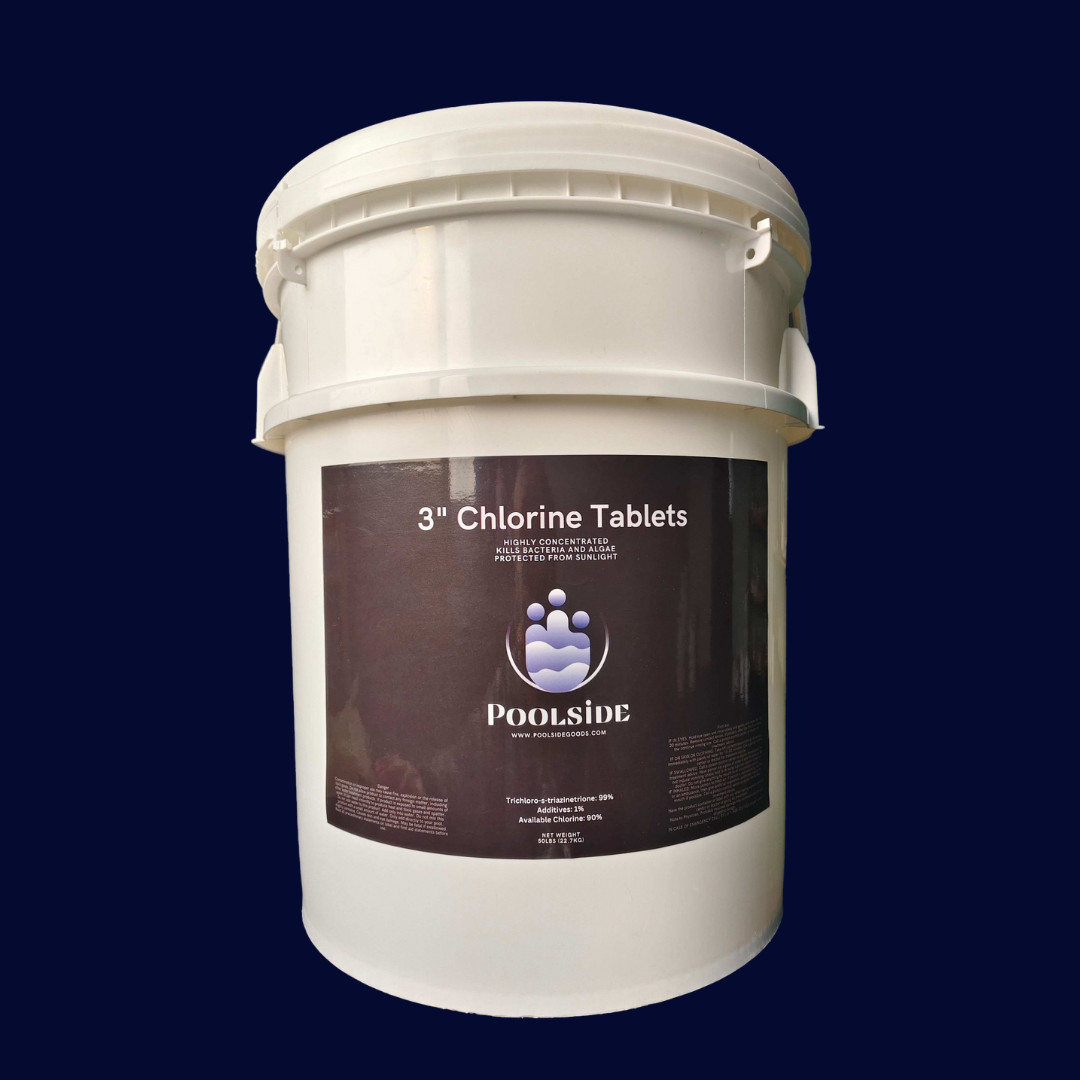 Poolside - 3 Inch Chlorine Tabs - 50lb Container, Plastic Lined