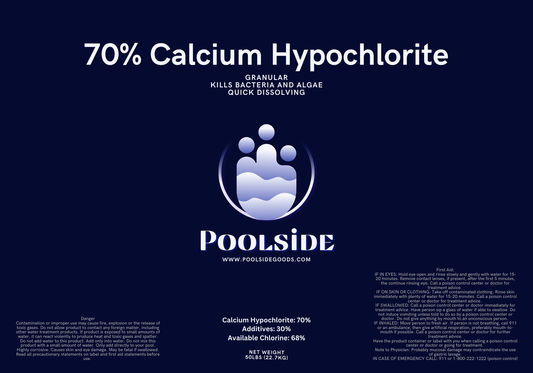 Poolside – 70% Calcium Hypochlorite – Granular Sanitizer, 50lb Container, Plastic Lined